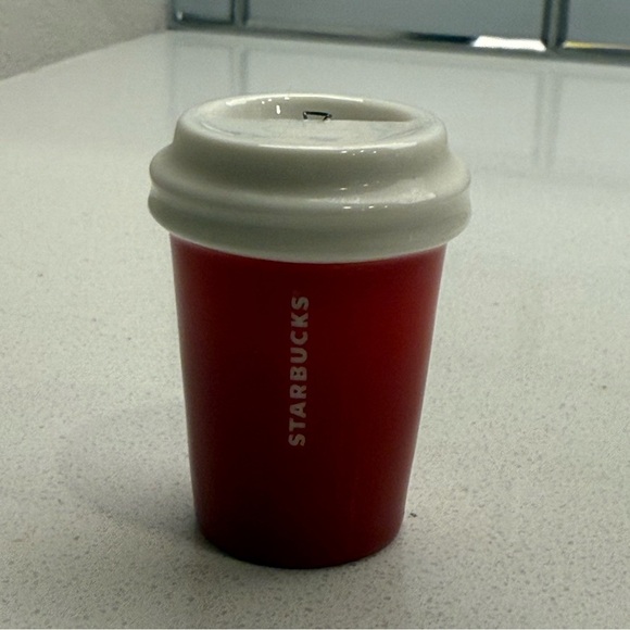 Starbucks Ceramic Tumbler Christmas Ornament 2015 Red Mini Coffee Cup - Picture 6 of 8
